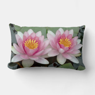 Almofada Lombar Waterlily de flutuação do rosa e o branco descan