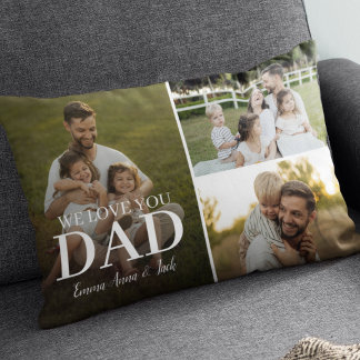 Almofada Lombar We Love You Dad 3 Photo Collage Lumbar Pillow