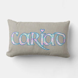 Almofada Lombar Welsh Floral Text Cariad com Travesseiro lombar