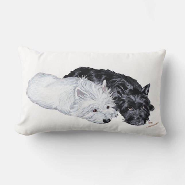 Almofada Lombar Westie & Scottie à Vontade (Frente)