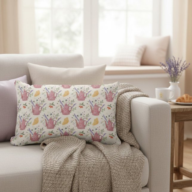 Almofada Lombar Whimsical Tea Time Doodle Throw Pillow (Criador carregado)