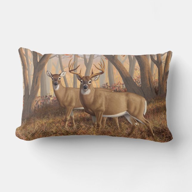 Almofada Lombar Whitetail Deer Buck & Doe Autumn Mapods (Frente)