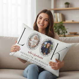 Almofada Lombar Who's Graduated Black Elegant Photo Collage Throw 