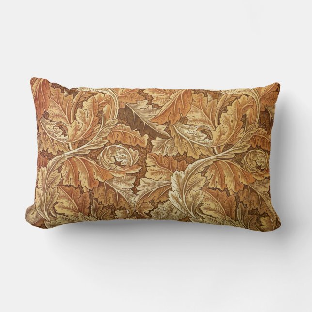 Almofada Lombar William Morris Acanthus Marrom Folhas de Outono (Frente)