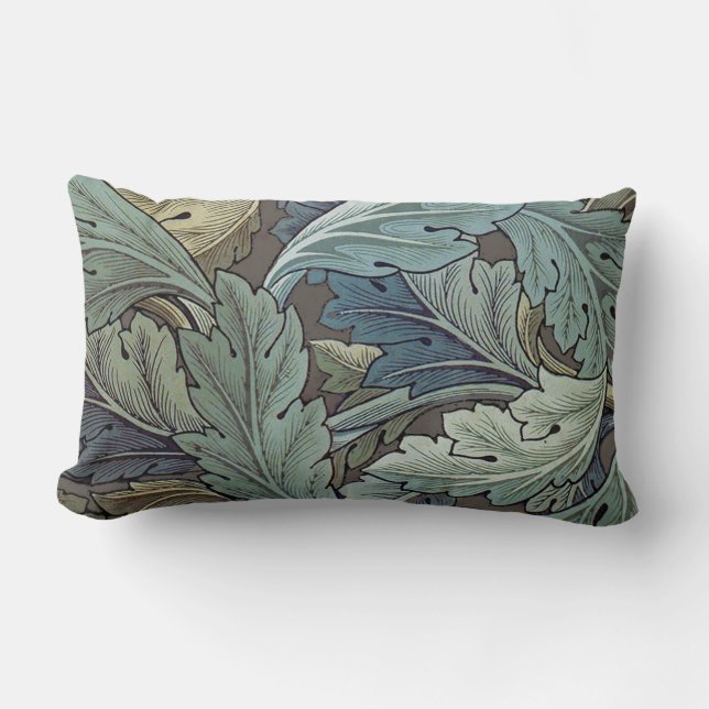 Almofada Lombar William Morris Acanthus Sage Flower Floral Botânic (Frente)