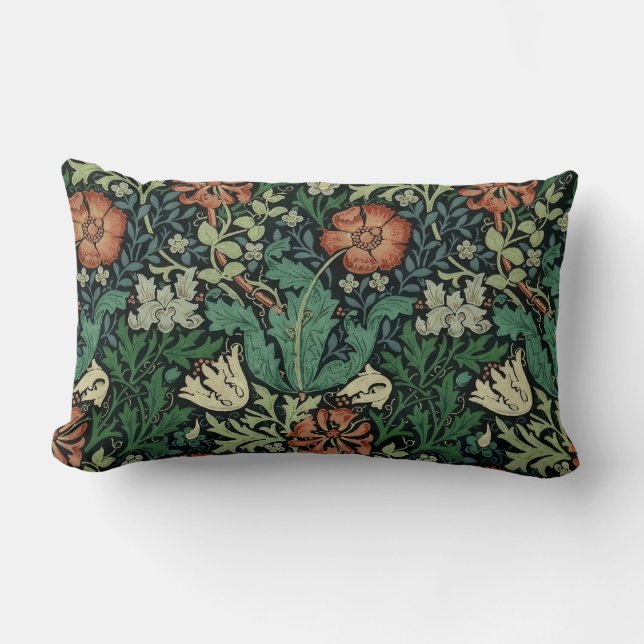 Almofada Lombar William Morris Compton Floral Art Nouveau Pattern (Frente)