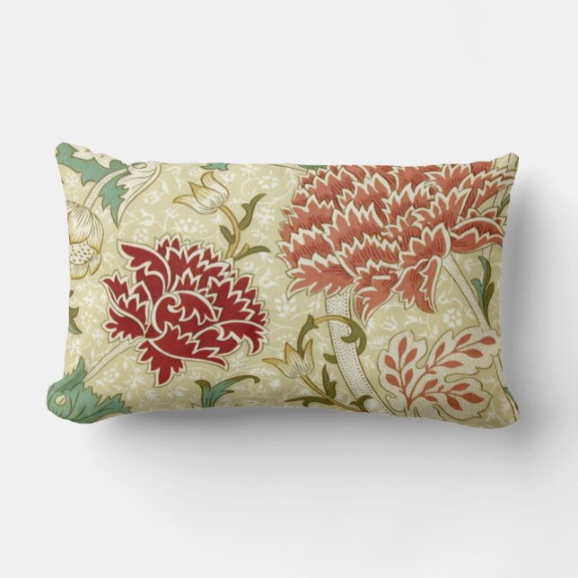 Almofada Lombar William Morris Fine Red Floral Wallpaper (Frente)