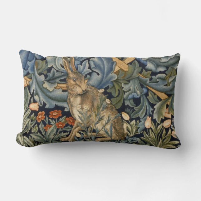 Almofada Lombar William Morris Forest Rabbit Floral Art Nouveau (Frente)