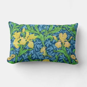 Almofada Lombar William Morris Irises, Amarelo e Cobalto Azul