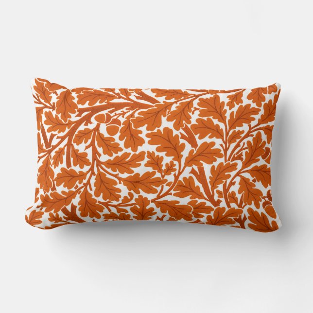 Almofada Lombar William Morris Oak Folhas, Rua Laranja E Creme (Frente)