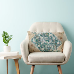 Almofada Lombar William Morris Tulip Floral Collage Azul Teal
