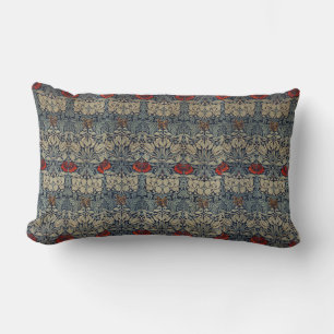 Almofada Lombar William Morris Vintage Red Floral Patterno