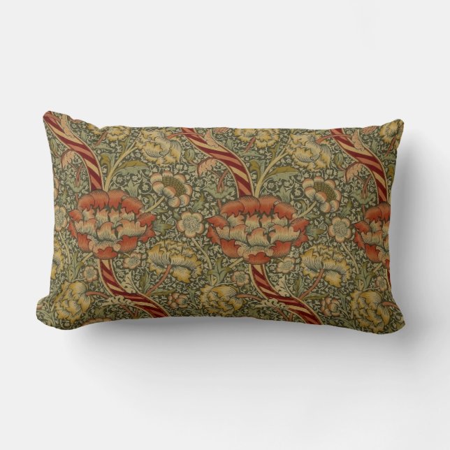 Almofada Lombar William Morris Wandle English Floral Damask Design (Frente)