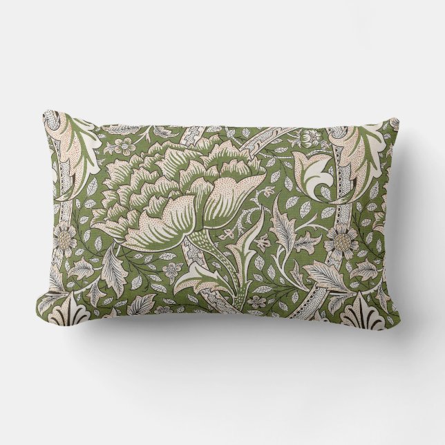 Almofada Lombar William Morris Windrush flores florais clássicas (Frente)