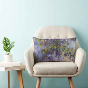 Almofada Lombar Wisteria (metade esquerda) por Claude Monet