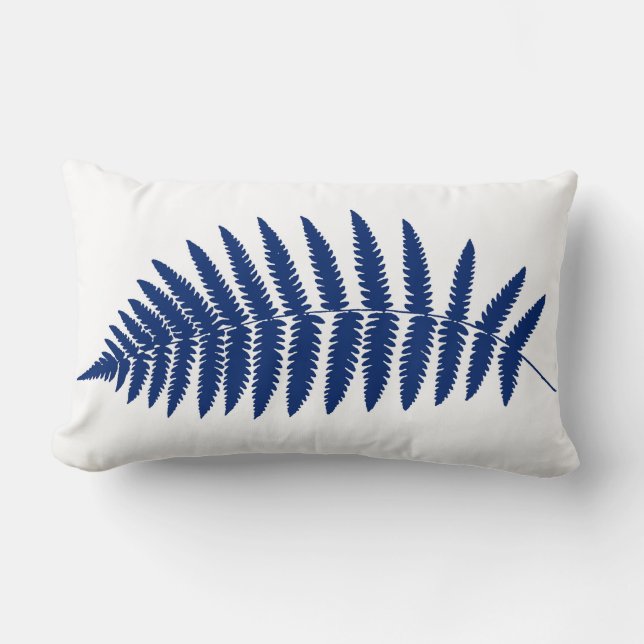 Almofada Lombar Woodland Fern 2, Cobalto Azul e Branco (Frente)