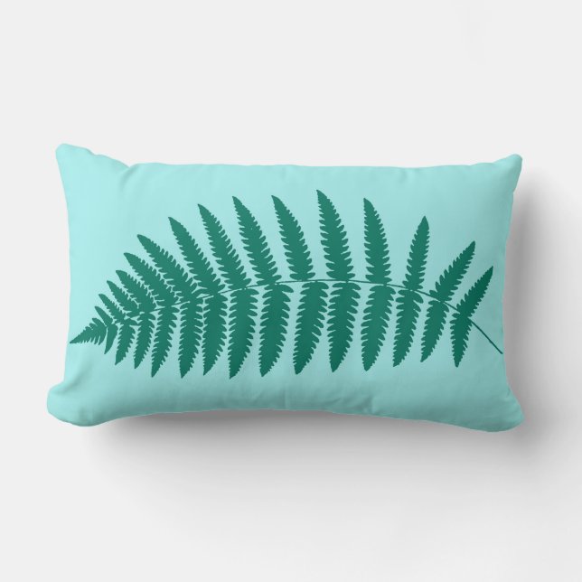 Almofada Lombar Woodland Fern 2, Turquesa e Aqua (Frente)