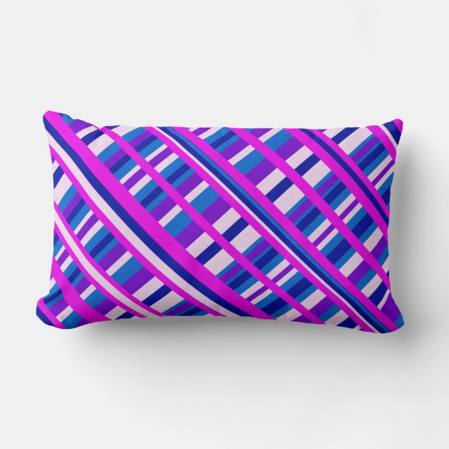 Almofada Lombar Xadrez azul roxa rosa Diagonal (Frente)