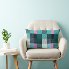 Almofada Lombar Xadrez Contemporânea Rústica
