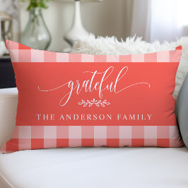 Almofada Lombar Xadrez Coral e Búfalo Branco Grade Personalizada