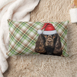 Almofada Lombar Xadrez de Férias de Cachorro de Natal