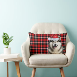 Almofada Lombar Xadrez de Férias Malamute no Alasca no Natal