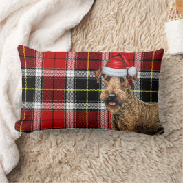 Almofada Lombar Xadrez de Natal Airedale Terrier Holiday
