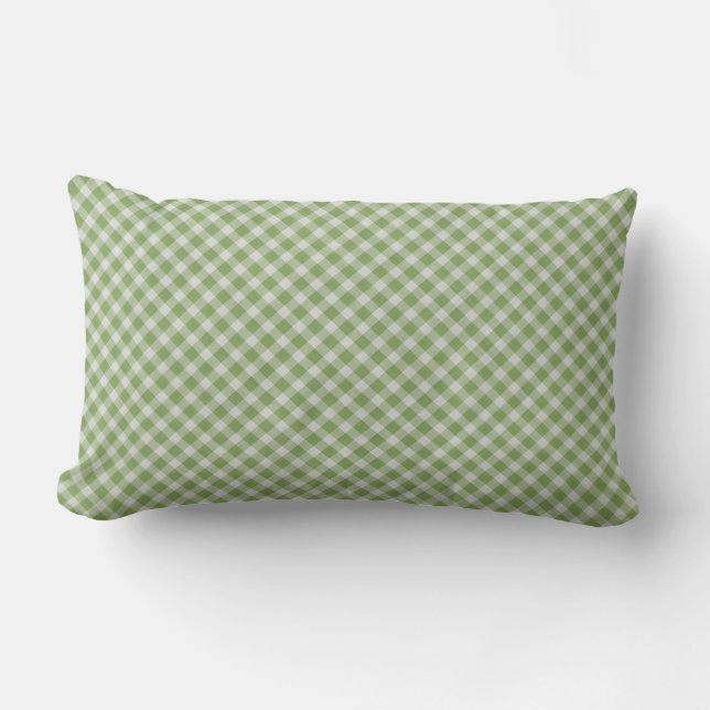Almofada Lombar Xadrez Gingham Verde Empoeirado (Frente)