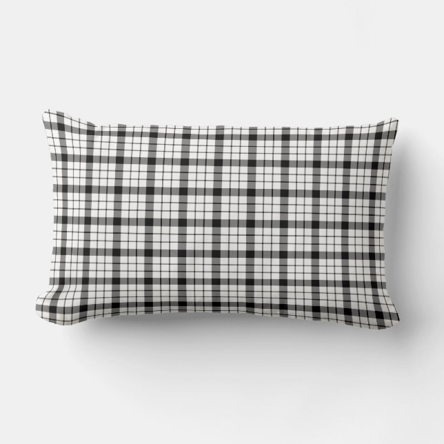 Almofada Lombar xadrez preto branco tartan MacFarlane (Frente)