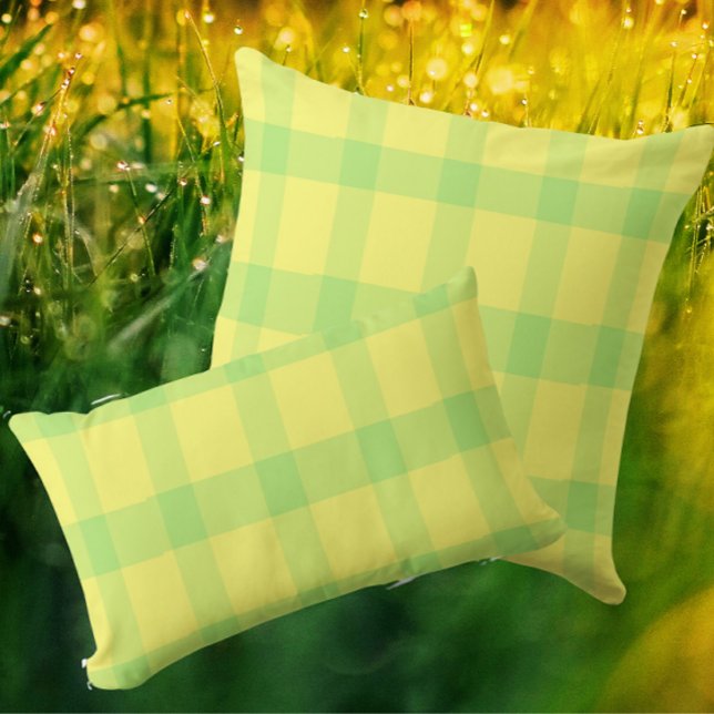 Almofada Lombar Xadrez Rustico Amarelo Limão Verde Lima (Welcome spring with this lemon lime plaid!)