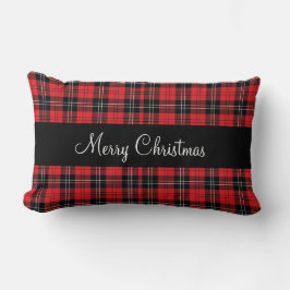Almofada Lombar Xadrez Tartan Buffalo Vermelho Negro Branco Monogr