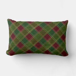 Almofada Lombar Xadrez Verde Vermelho Tartan