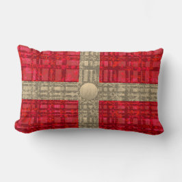 Almofada Lombar Xadrez vermelha com fita e botão