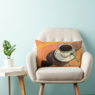 Almofada Lombar Xícara de café antiga, pires, colher, lanchonete r