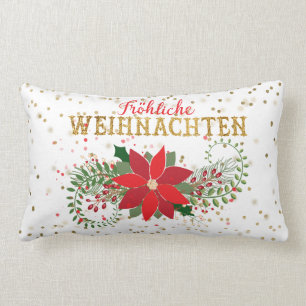 Almofada Lombar Xmas Dourado da poinsétia do brilho de Frohliche