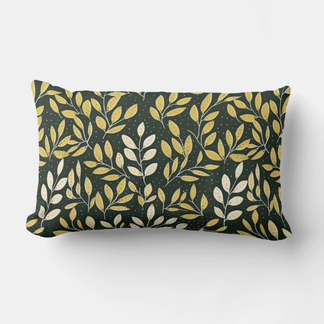 Almofada Lombar Yellow and Cream Leafy Branches Pattern  (Frente)