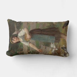 Almofada Lombar Young Girl Feeding the Doves (por Émile Munier)