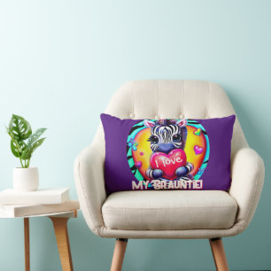 Almofada Lombar Zebra Adorável e Coração