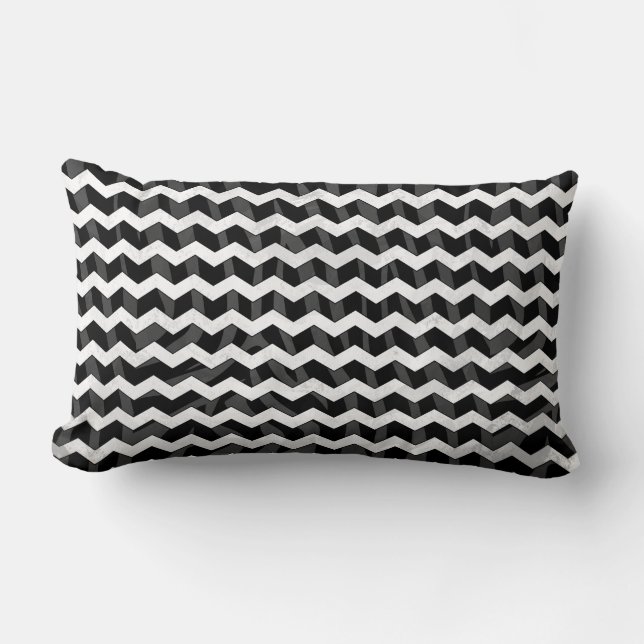 Almofada Lombar Zebra Black e Cinza Chevron (Frente)