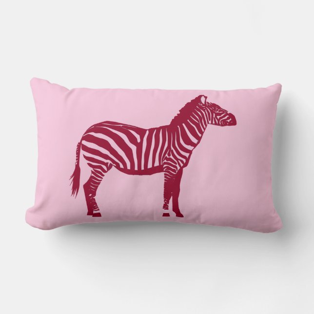 Almofada Lombar Zebra - Borgonha e Rosa (Frente)