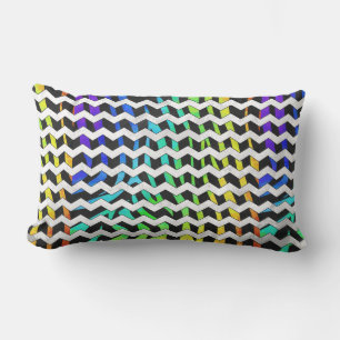 Almofada Lombar Zebra Chevron Black e Rainbow Impressão