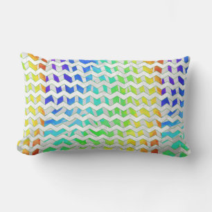 Almofada Lombar Zebra Chevron Rainbow e White Impressão