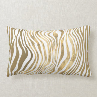 Almofada Lombar Zebra listra ouro branco de folha branca