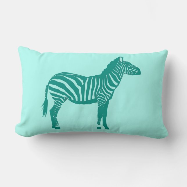 Almofada Lombar Zebra - turquesa e Aqua (Frente)