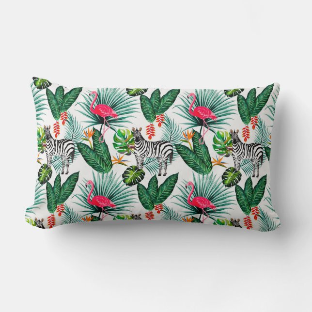 Almofada Lombar Zebras e travesseiros decorativos flamingos (Frente)
