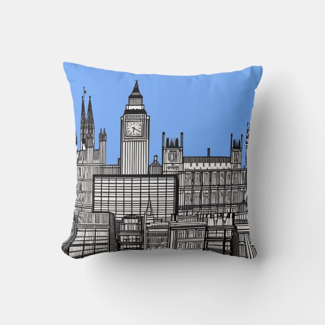 Almofada London Cityscape Black and White (Frente)