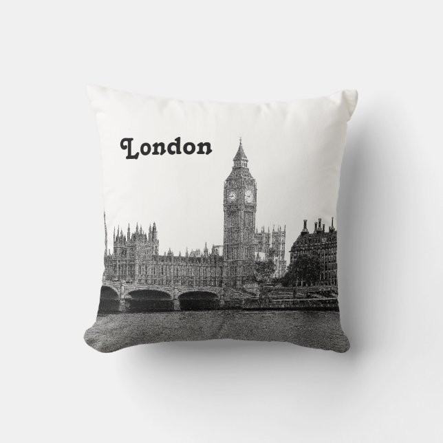 Almofada Londres Inglaterra - Skyline Etch (Frente)