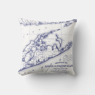Almofada Long Island o mapa VC de Hamptons