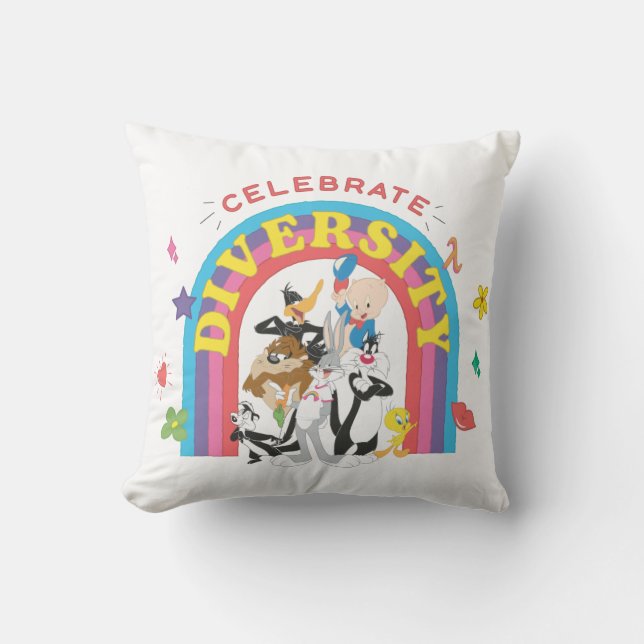 Almofada LOONEY TUNES™ - Celebrate Diversity Pride Rainbow (Frente)