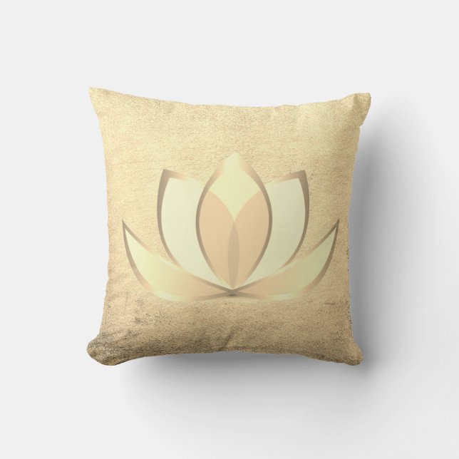 Almofada Lótus Dourado Chic Stylish Belo, Zen (Frente)